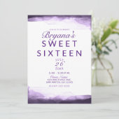 Amethist Paarse Plum Modern Chic Sweet 16 Party Kaart (Staand voorkant)