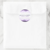 Amethist Paarse Pruim Moderne Chic Bruiloft Ronde Sticker (Tas)