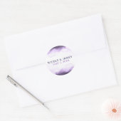 Amethist Paarse Pruim Moderne Chic Bruiloft Ronde Sticker (Envelop)