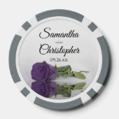 Amethist Paarse Roos Couple's Namen & Trouwdatum Poker Chips (Achterkant)