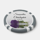 Amethist Paarse Roos Couple's Namen & Trouwdatum Poker Chips (Enkel)