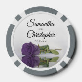 Amethist Paarse Roos Couple's Namen & Trouwdatum Poker Chips (Achterkant)
