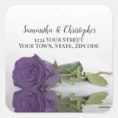 Amethist Paarse Roos groot trouwadreslabel Vierkante Sticker (Voorkant)