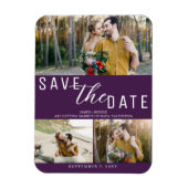 Amethist Paarse Save the Date Wedding 3 Foto's Magneet (Verticaal)