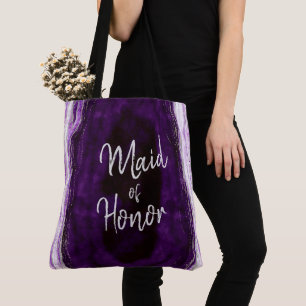 Amethist Paarse & Silver Geode Agaat Maid of Honor Tote Bag