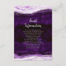 Amethist Paarse & Silver Geode bruiloft informatie Informatiekaartje