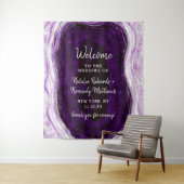 Amethist Paarse & Silver Geode bruiloft Welkom Wandkleed (In situ)