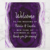 Amethist Paarse & Silver Geode bruiloft Welkom Wijn Etiket (Enkel label)