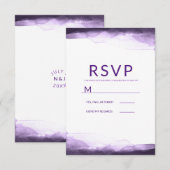Amethist Paarse Waterverf Modern Wedding RSVP (Voorkant / Achterkant)