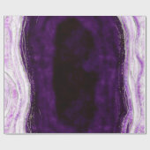 Amethist Paarse & Zilveren Agaat Marmer Bruiloft Cadeaupapier (Vlak)