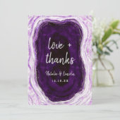 Amethist Paarse & Zilveren Bruiloft Liefde en Beda Bedankkaart (Staand voorkant)