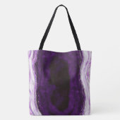 Amethist Paarse & Zilveren Geode Agaat Marmeren Br Tote Bag (Achterkant)