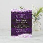 Amethist Paarse & Zilveren Geode Agaat Rock Bruilo Kaart (Staand voorkant)