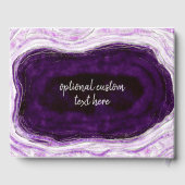 Amethist Paarse & Zilveren Geode Agaat Slice Bruil Gastenboek (Achterkant)