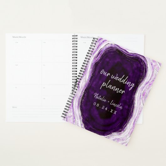 Amethist Paarse & Zilveren Geode Agaat Trouwplanne Planner (Display)