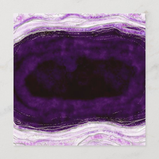 Amethist Paarse & Zilveren Geode Agaat Vierkant di Menu (Achterkant)