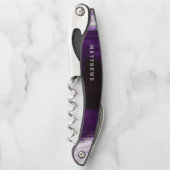 Amethist Paarse & Zilveren Geode Bruiloft Monogram Kurkentrekker (Voorkant)