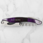 Amethist Paarse & Zilveren Geode Bruiloft Monogram Kurkentrekker (Voorkant)