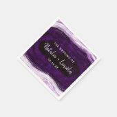 Amethist Paarse & Zilveren Geode Bruiloft Monogram Servet (Hoek)