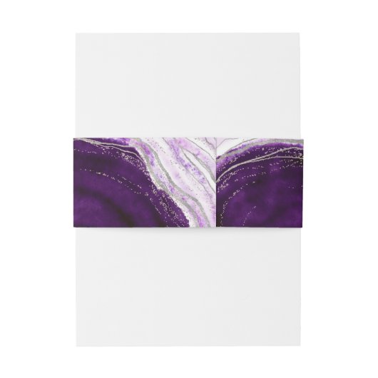 Amethist Paarse & Zilveren Geode Bruiloft Monogram Uitnodigingen Wikkel (Achterkant Voorbeeld)
