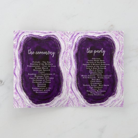 Amethist Paarse & Zilveren Geode huwelijksceremoni Programma (Binnen)