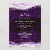 Amethist Paarse & Zilveren Geode huwelijksceremoni Programmakaart (Voorkant)