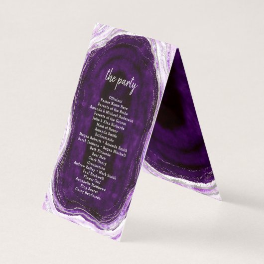 Amethist Paarse & Zilveren huwelijksceremonie Prog Kaart (Achterkant)