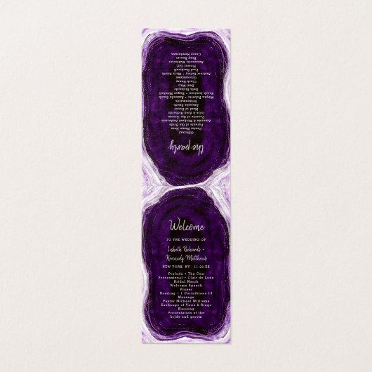 Amethist Paarse & Zilveren huwelijksceremonie Prog Kaart (Buitenkant ongevouwen)