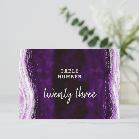 Amethist Paarse & Zilveren Tafelnummers (Staand voorkant)
