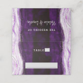 Amethist Paarse & Zilveren Trouwtafel Nummer Plaatskaartje (Buitenkant ongevouwen)
