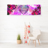 Amethist Raspberry Bloemen Bruiloft Spandoek (Insitu)