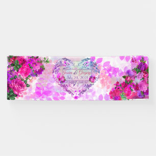 Amethist Raspberry Bloemen Bruiloft Spandoek