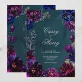 Amethist Saffier Blauwgroen Jewel Tones Bruiloft Kaart (Voorkant / Achterkant)