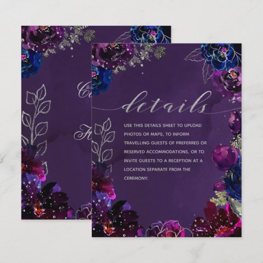 Amethist saffier juweel Toon bruiloft Details Blad Informatiekaartje (Voorkant / Achterkant)