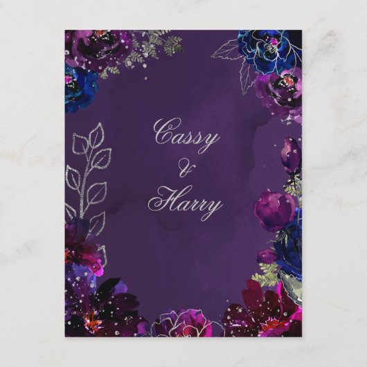 Amethist saffier juweel Toon bruiloft Details Blad Informatiekaartje (Achterkant)