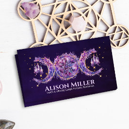 Amethist Triple Moon Pentagram Waterverf Art Visitekaartje
