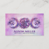 Amethist Triple Moon Pentagram Waterverf Art Visitekaartje (Voorkant)