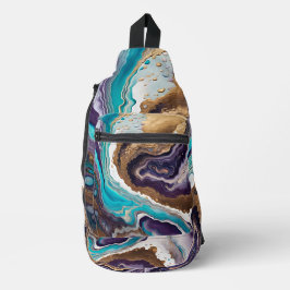 Amethist Turquoise en Gold Abstract Sling Bag