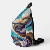 Amethist Turquoise en Gold Abstract Sling Bag (Rechterhoek)