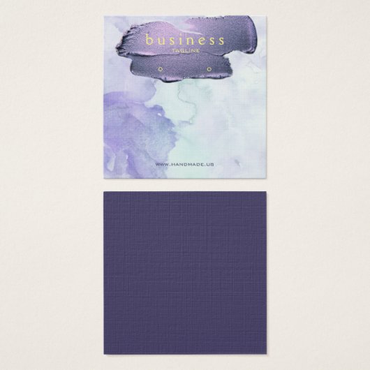 Amethist Waterverf en Gouden Oorbel Vertoning Vierkante Visitekaartjes (Voorkant /achterkant)