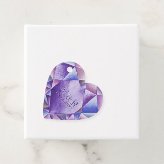 Amethist Waterverf Hart 33e bruiloft Jubileum Bedankjes Labels (In situ)