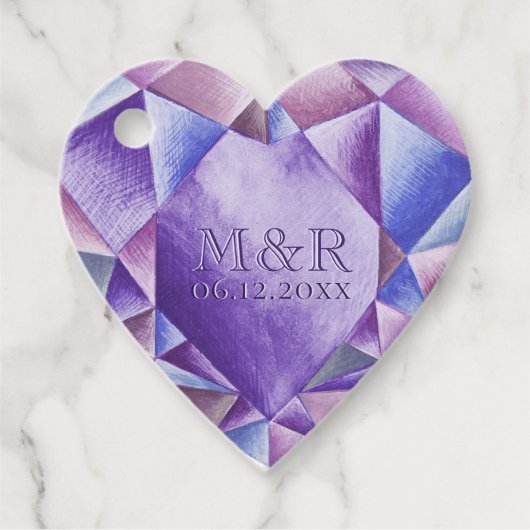 Amethist Waterverf Hart 33e bruiloft Jubileum Bedankjes Labels (Voorkant)