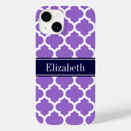 Amethist Wht Marokkaans #5 Marineblauw Naam Monogr Case-Mate iPhone Case (Achterkant)