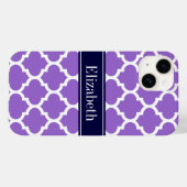 Amethist Wht Marokkaans #5 Marineblauw Naam Monogr Case-Mate iPhone Case (Achterkant (horizontaal))