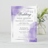 Amethist Zilver Abstract Marmer Kaart (Staand voorkant)