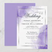 Amethist Zilver Abstract Marmer Kaart (Voorkant / Achterkant)