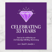 Amethyst 33ste trouwdag paarse gunst win wijn etiket (Enkel label)