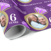 Amethyst 6-jarige trouwdag foto paarse ring cadeaupapier (Rol Hoek)