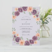 Amethyst Abrikoos Ranunculus Eucalyptus Bruiloft Kaart (Staand voorkant)