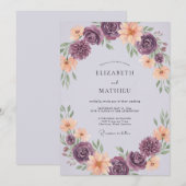 Amethyst Abrikoos Ranunculus Eucalyptus Bruiloft Kaart (Voorkant / Achterkant)